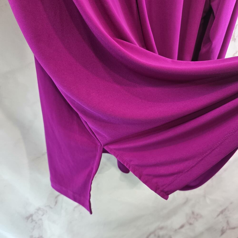 Susan Graver Shirt Womens 2X Purple Pink Stretch Blouse Long Sleeve V Essentials - Picture 8 of 10